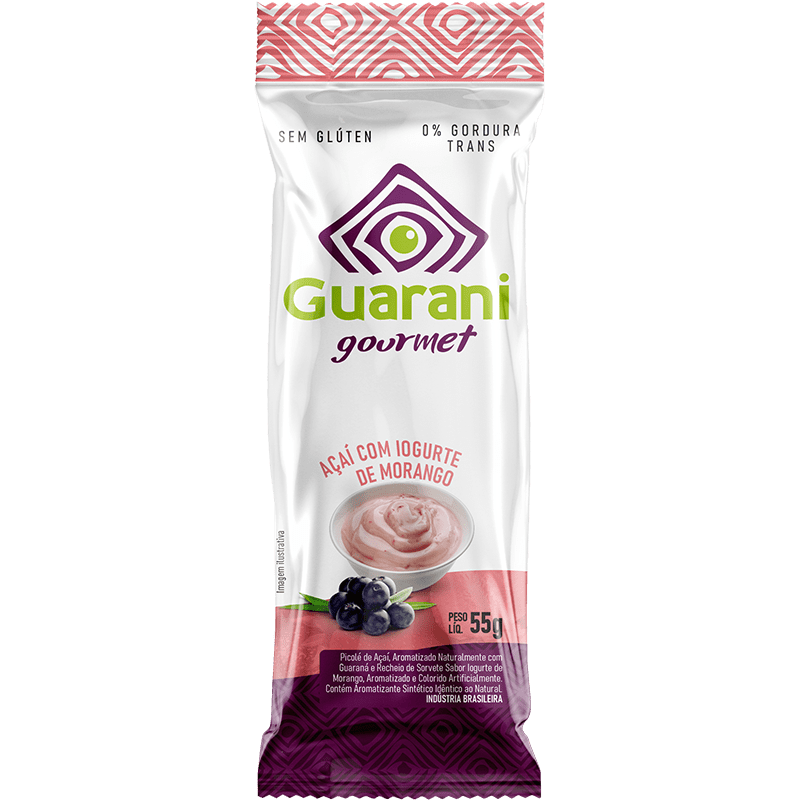 Picolé Wahni Açaí Original com Recheio de Sorvete de Iogurte de Morango Picolé Wahni Açaí Original com Recheio de Sorvete de Iogurte de Morango